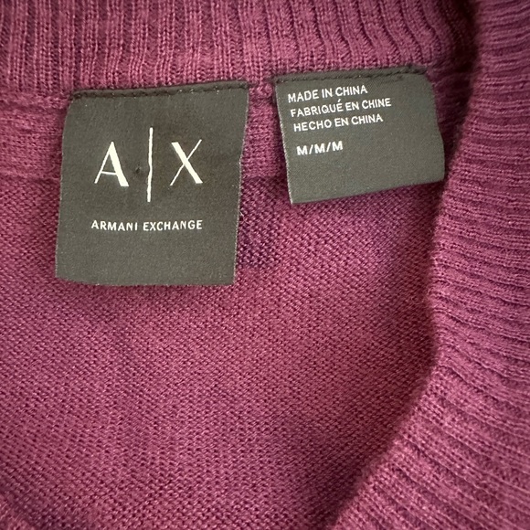Armani Exchange Purple Cashmere V-Neck Sweater US M - Picture 2 of 5